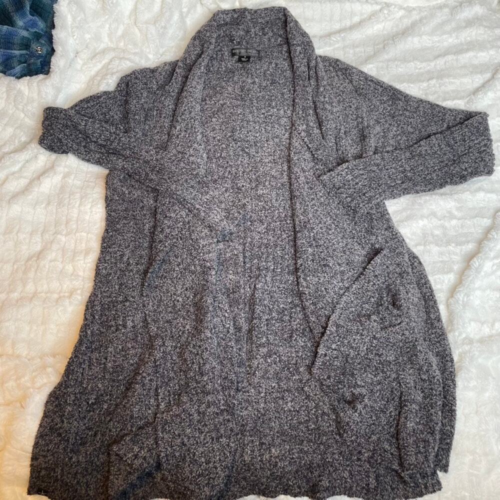Barefoot Dreams CozyChic Lite Circle Cardigan Gray Heather‎ Open Front Sweater S
